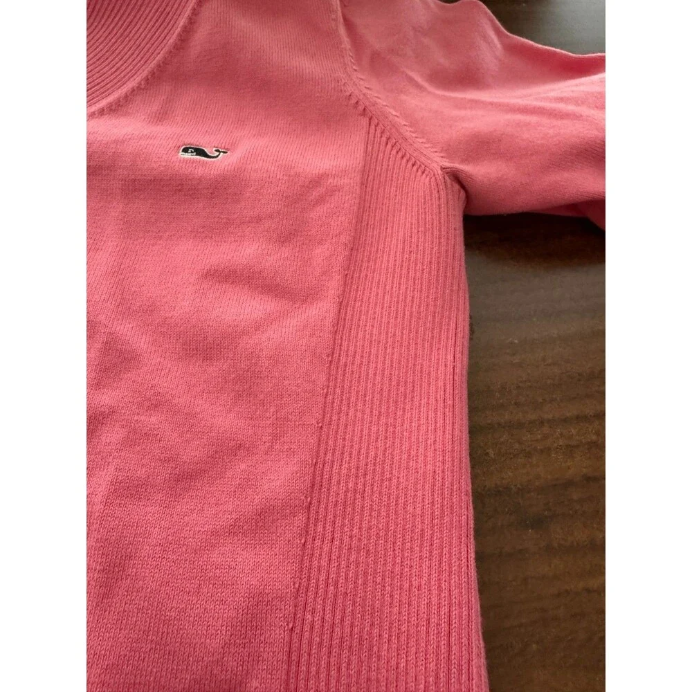 Women's Vineyard Vines Coral V Neck Sweater w/Ribbed Detail Sz M